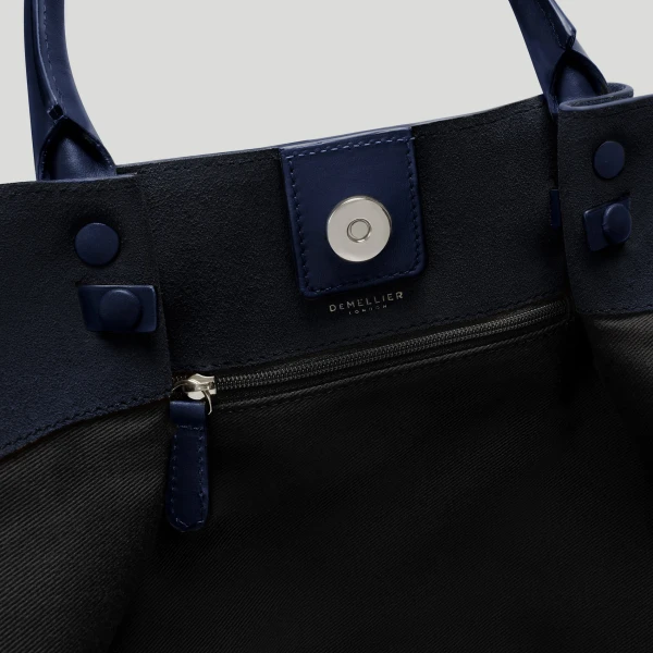 DeMellier The Midi New York in Midnight Blue Suede Shoulder Bag, view 5 | Shoulder & Crossbody Bags | Luxury Shoes 