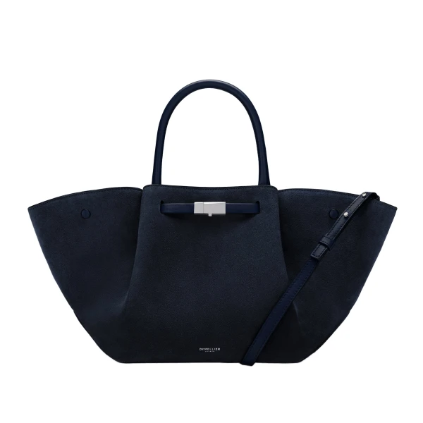DeMellier The Midi New York in Midnight Blue Suede Shoulder Bag | Shoulder & Crossbody Bags | Luxury Shoes 