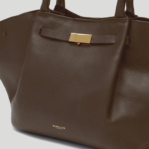 DeMellier The Midi New York in Mocha Small Grain Shoulder Bag, view 2 | Shoulder & Crossbody Bags | Luxury Shoes 