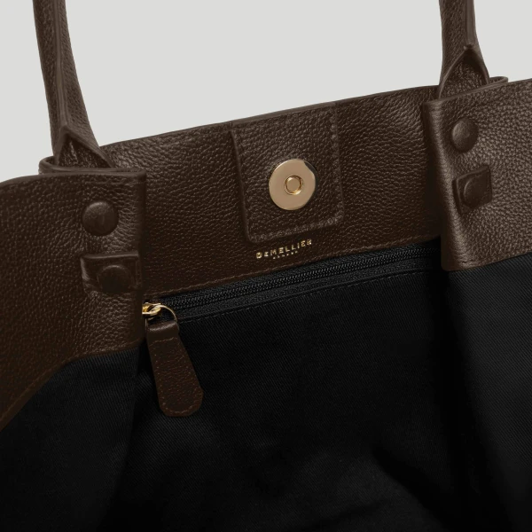 DeMellier The Midi New York in Mocha Small Grain Shoulder Bag, view 4 | Shoulder & Crossbody Bags | Luxury Shoes 