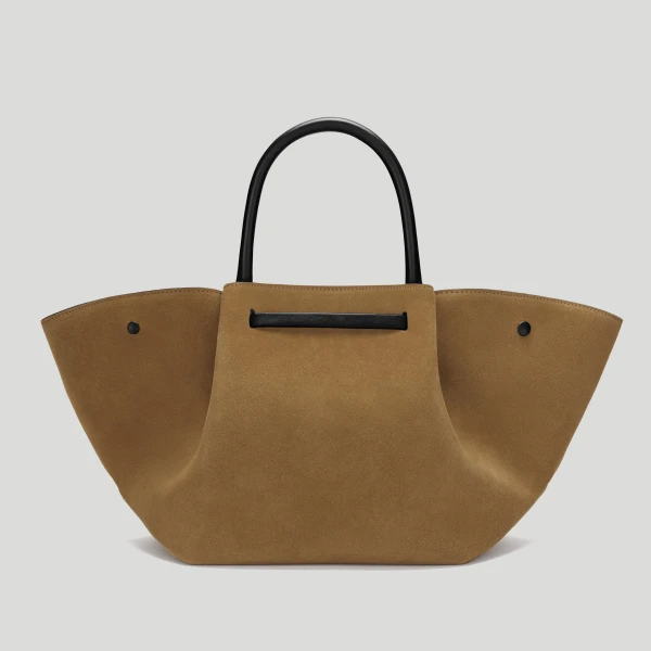 DeMellier The Midi New York in Tobacco Suede & Black Smooth Shoulder Bag, view 6 | Shoulder & Crossbody Bags | Luxury Shoes 
