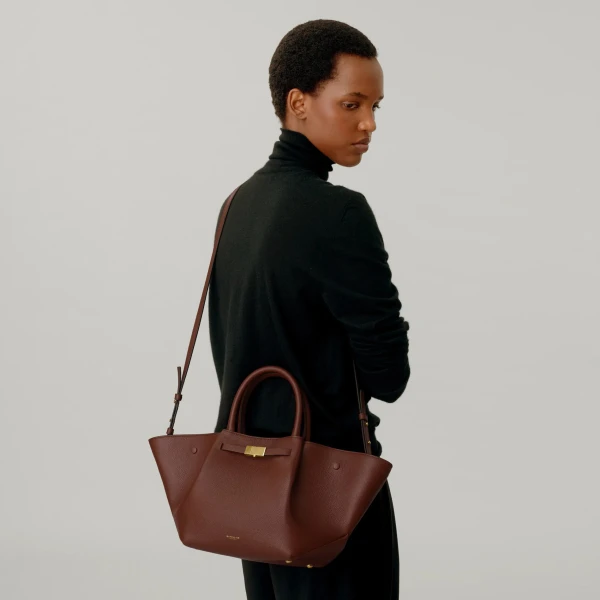 DeMellier The Midi New York in Warm Brown Small Grain Shoulder Bag, view 6 | Shoulder & Crossbody Bags | Luxury Shoes 
