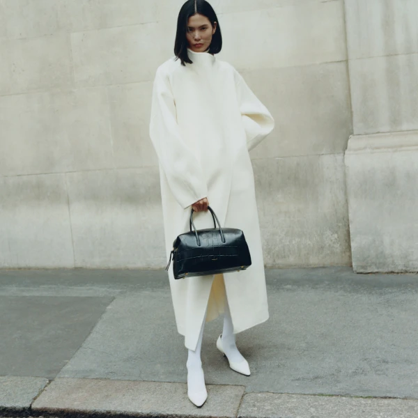 DeMellier The Midi Stockholm in Black Large Croc-Effect Top-Handle Bag, view 2 | Totes & Top-Handle Bags | Luxury Shoes 