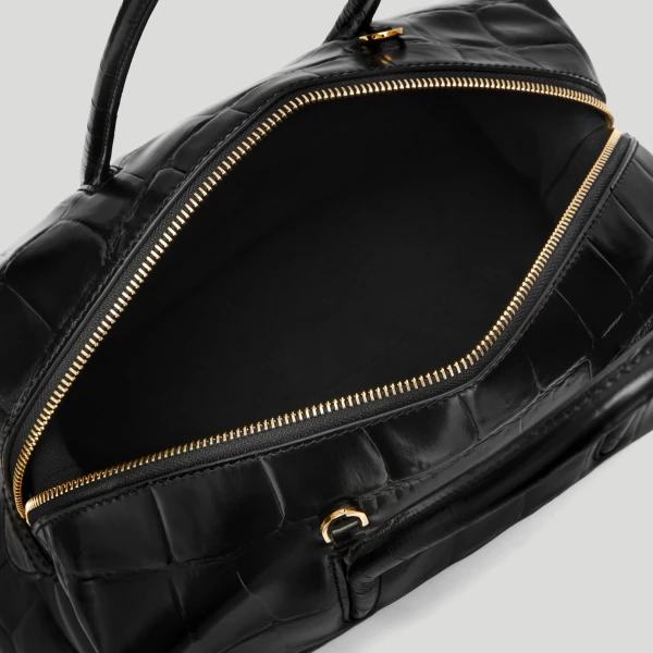 DeMellier The Midi Stockholm in Black Large Croc-Effect Top-Handle Bag, view 4 | Totes & Top-Handle Bags | Luxury Shoes 