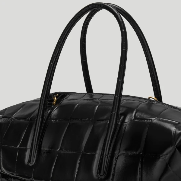 DeMellier The Midi Stockholm in Black Large Croc-Effect Top-Handle Bag, view 5 | Totes & Top-Handle Bags | Luxury Shoes 