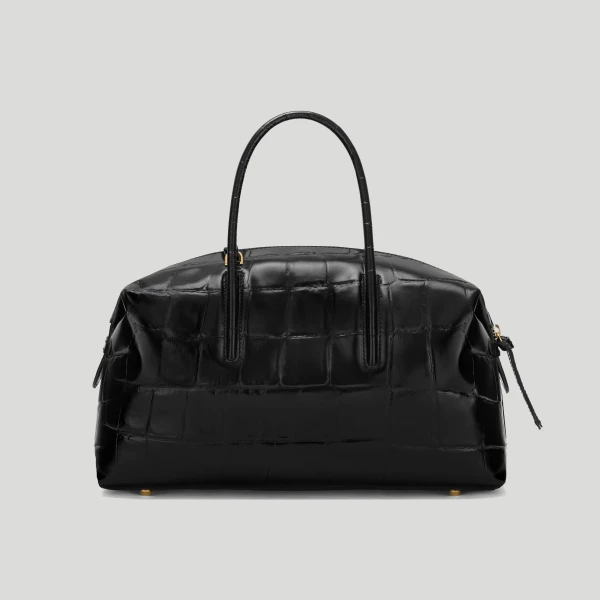 DeMellier The Midi Stockholm in Black Large Croc-Effect Top-Handle Bag, view 6 | Totes & Top-Handle Bags | Luxury Shoes 