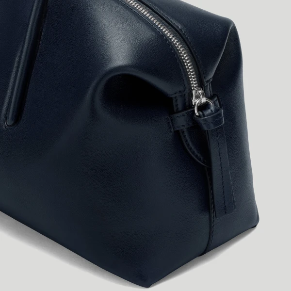 DeMellier The Midi Stockholm in Midnight Blue Fine Grain Top-Handle Bag, view 3 | Totes & Top-Handle Bags | Luxury Shoes 