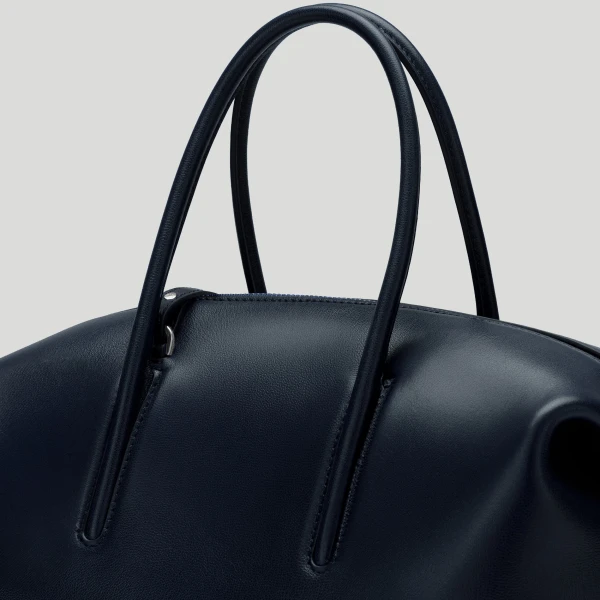 DeMellier The Midi Stockholm in Midnight Blue Fine Grain Top-Handle Bag, view 5 | Totes & Top-Handle Bags | Luxury Shoes 
