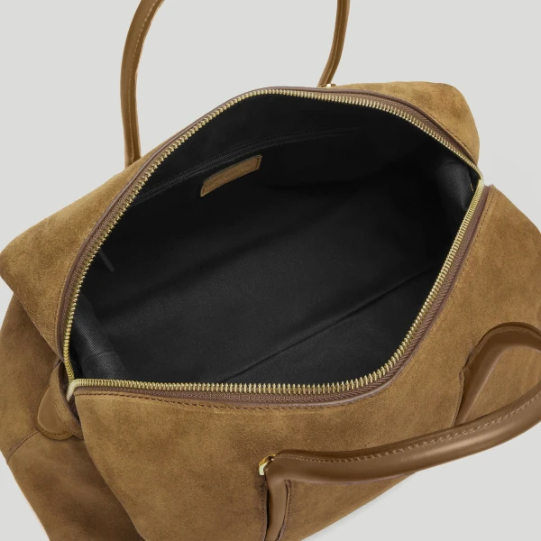 DeMellier The Midi Stockholm in Tobacco Suede Top-Handle Bag, view 3 | Totes & Top-Handle Bags | Luxury Shoes 