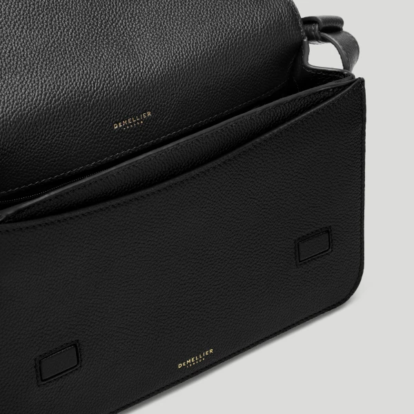 DeMellier The New York Crossbody in Black Small Grain Crossbody Bag, view 3 | Shoulder & Crossbody Bags | Luxury Shoes 