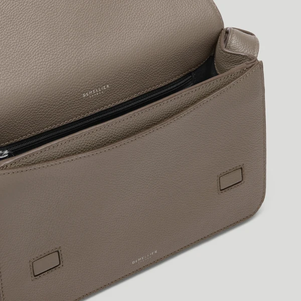 DeMellier The New York Crossbody in Dark Taupe Small Grain Crossbody Bag, view 3 | Shoulder & Crossbody Bags | Luxury Shoes 