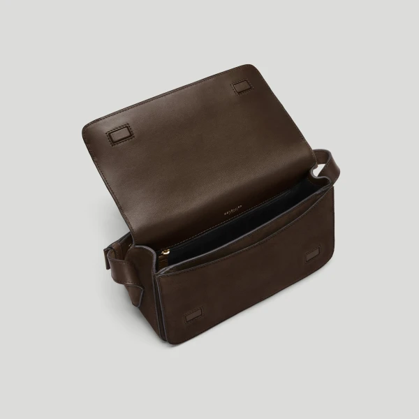 DeMellier The New York Crossbody in Mocha Suede Crossbody Bag, view 4 | Shoulder & Crossbody Bags | Luxury Shoes 