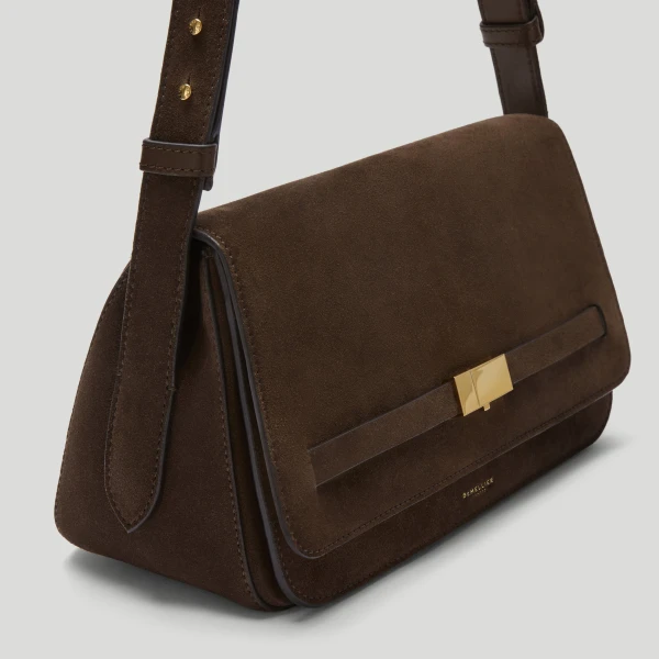 DeMellier The New York Crossbody in Mocha Suede Crossbody Bag, view 5 | Shoulder & Crossbody Bags | Luxury Shoes 