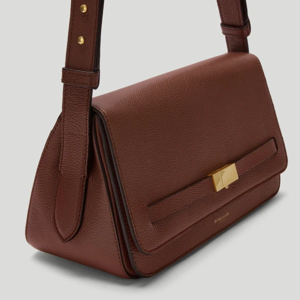 DeMellier The New York Crossbody in Warm Brown Small Grain Crossbody Bag, view 3 | Shoulder & Crossbody Bags | Luxury Shoes 