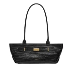 DeMellier The New York Shoulder in Black Croc-Effect Shoulder Bag | Shoulder & Crossbody Bags | Luxury Shoes 