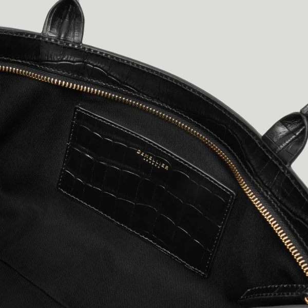 DeMellier The New York Shoulder in Black Croc-Effect Shoulder Bag, view 5 | Shoulder & Crossbody Bags | Luxury Shoes 