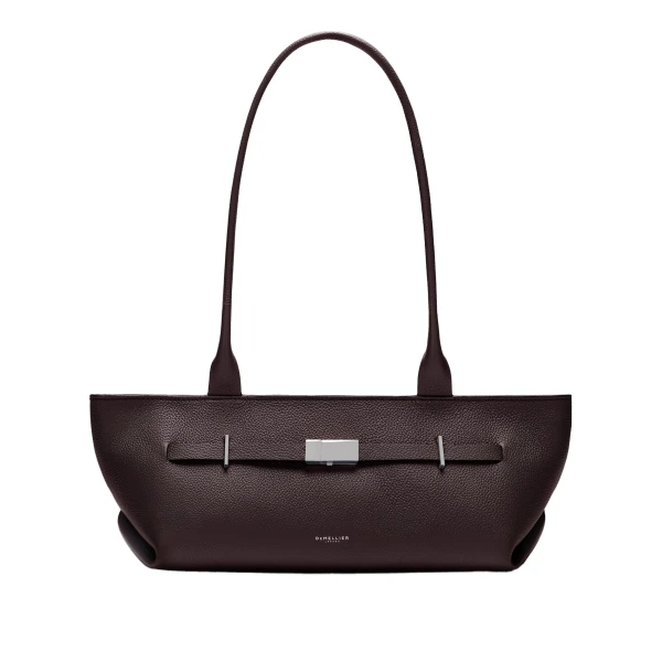 The New York Shoulder in Bordeaux Small Grain Shoulder Bag