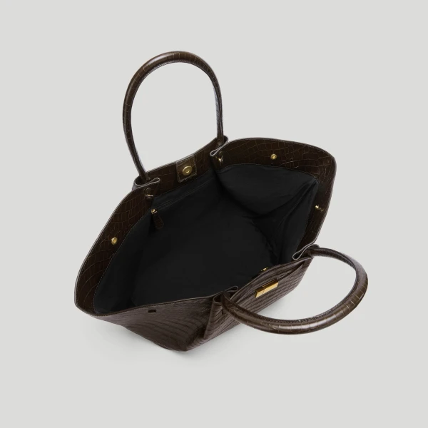 DeMellier The New York in Dark Chocolate Croc-Effect Shoulder Bag, view 4 | Shoulder & Crossbody Bags | Luxury Shoes 