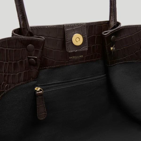 DeMellier The New York in Dark Chocolate Croc-Effect Shoulder Bag, view 5 | Shoulder & Crossbody Bags | Luxury Shoes 