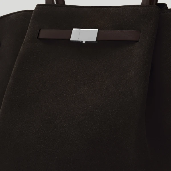 DeMellier The New York in Dark Chocolate Suede Shoulder Bag, view 2 | Shoulder & Crossbody Bags | Luxury Shoes 