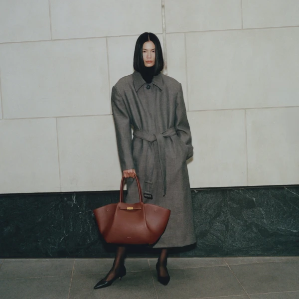 DeMellier The New York in Warm Brown Small Grain Shoulder Bag, view 2 | Shoulder & Crossbody Bags | Luxury Shoes 