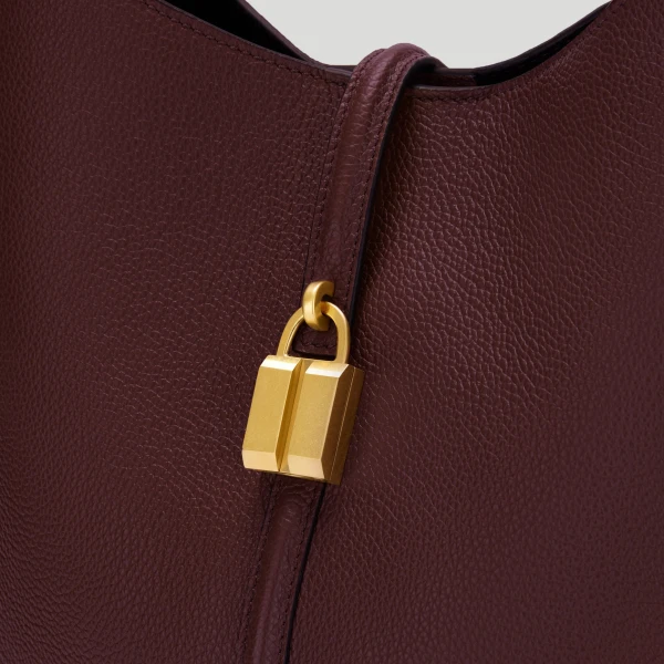 DeMellier The Siena Bucket in Burgundy Small Grain Bucket Bag, view 2 | Bucket Bags | Luxury Shoes 