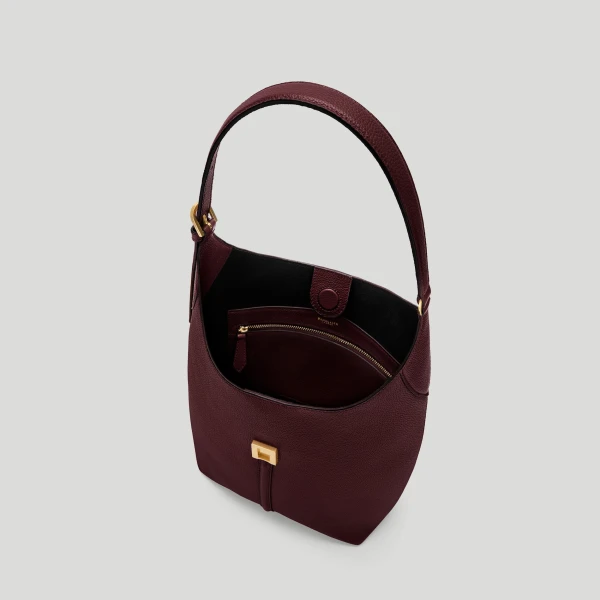DeMellier The Siena Bucket in Burgundy Small Grain Bucket Bag, view 3 | Bucket Bags | Luxury Shoes 