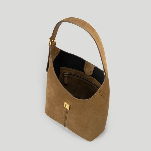 DeMellier The Siena Bucket in Tobacco Suede Bucket Bag, view 3 | Bucket Bags | Luxury Shoes 