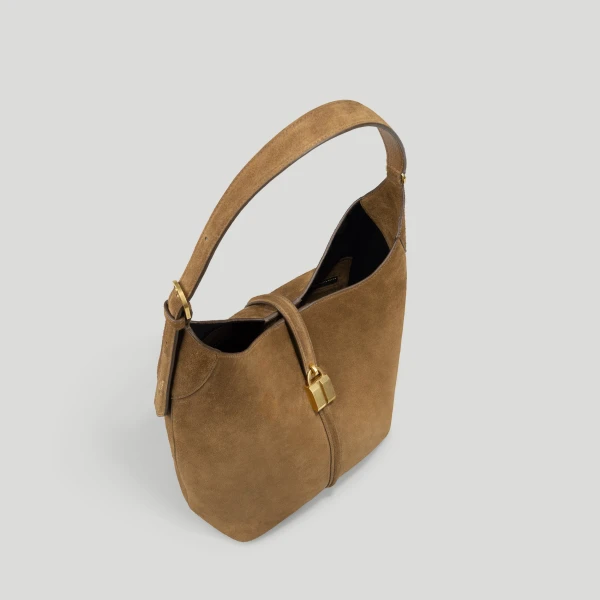 DeMellier The Siena Bucket in Tobacco Suede Bucket Bag, view 4 | Bucket Bags | Luxury Shoes 