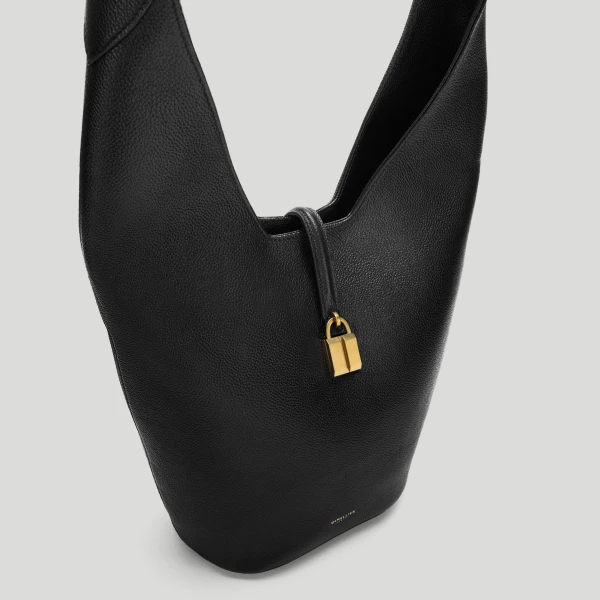 DeMellier The Siena Crossbody in Black Small Grain Crossbody Bag, view 4 | Shoulder & Crossbody Bags | Luxury Shoes 