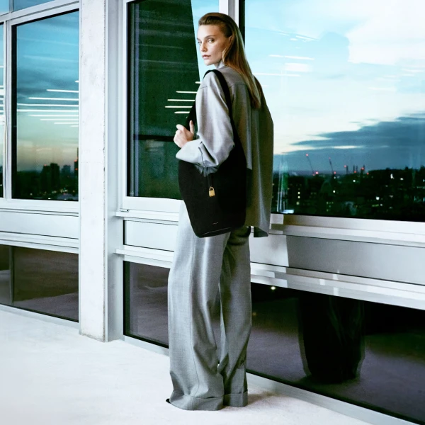 DeMellier The Siena Crossbody in Dark Chocolate Suede Crossbody Bag, view 2 | Shoulder & Crossbody Bags | Luxury Shoes 