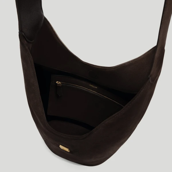 DeMellier The Siena Crossbody in Dark Chocolate Suede Crossbody Bag, view 4 | Shoulder & Crossbody Bags | Luxury Shoes 