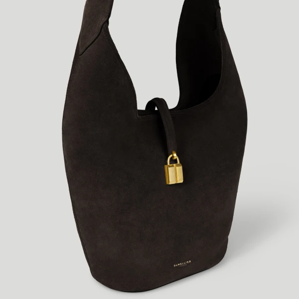 DeMellier The Siena Crossbody in Dark Chocolate Suede Crossbody Bag, view 5 | Shoulder & Crossbody Bags | Luxury Shoes 