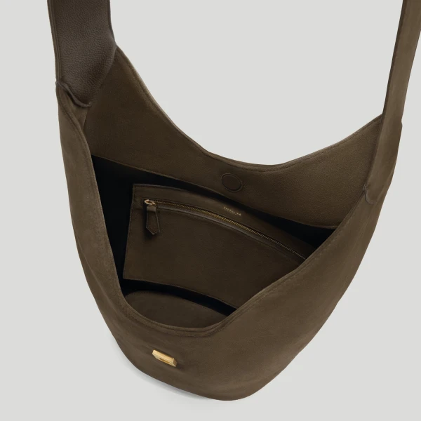 DeMellier The Siena Crossbody in Hazel Suede Crossbody Bag, view 3 | Shoulder & Crossbody Bags | Luxury Shoes 