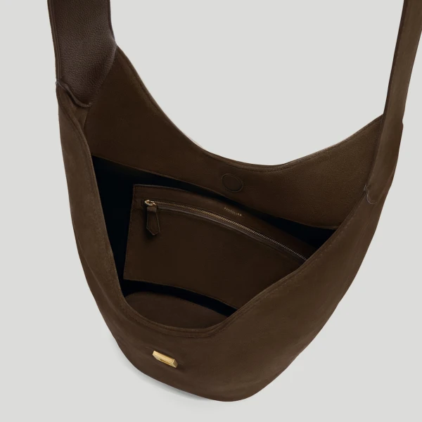 DeMellier The Siena Crossbody in Mocha Suede Crossbody Bag, view 3 | Shoulder & Crossbody Bags | Luxury Shoes 