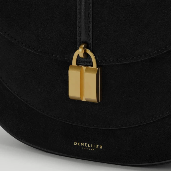 DeMellier The Siena Saddle in Black Suede Crossbody Bag, view 3 | Shoulder & Crossbody Bags | Luxury Shoes 