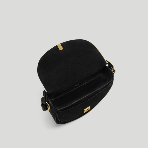 DeMellier The Siena Saddle in Black Suede Crossbody Bag, view 4 | Shoulder & Crossbody Bags | Luxury Shoes 