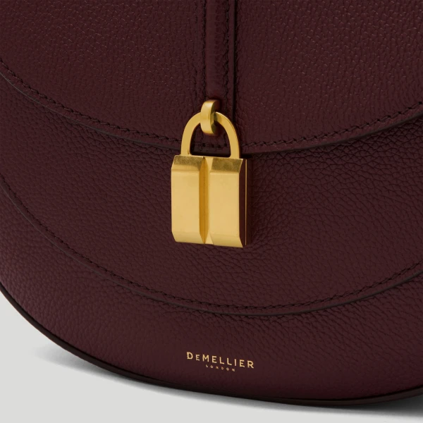 DeMellier The Siena Saddle in Burgundy Small Grain Crossbody Bag, view 3 | Shoulder & Crossbody Bags | Luxury Shoes 