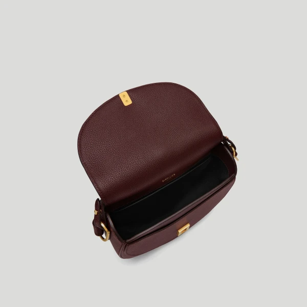 DeMellier The Siena Saddle in Burgundy Small Grain Crossbody Bag, view 4 | Shoulder & Crossbody Bags | Luxury Shoes 