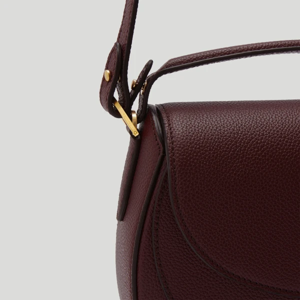 DeMellier The Siena Saddle in Burgundy Small Grain Crossbody Bag, view 5 | Shoulder & Crossbody Bags | Luxury Shoes 