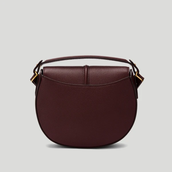 DeMellier The Siena Saddle in Burgundy Small Grain Crossbody Bag, view 6 | Shoulder & Crossbody Bags | Luxury Shoes 