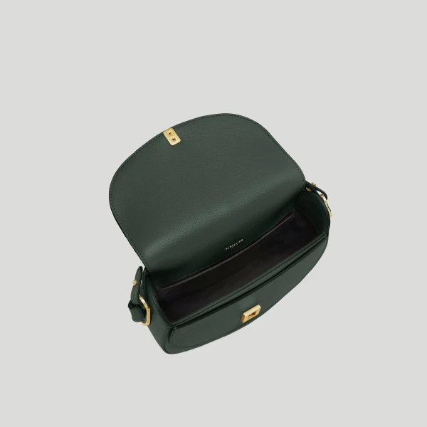 DeMellier The Siena Saddle in Dark Green Small Grain Crossbody Bag, view 3 | Shoulder & Crossbody Bags | Luxury Shoes 