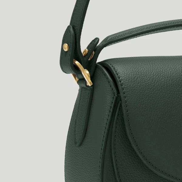 DeMellier The Siena Saddle in Dark Green Small Grain Crossbody Bag, view 4 | Shoulder & Crossbody Bags | Luxury Shoes 