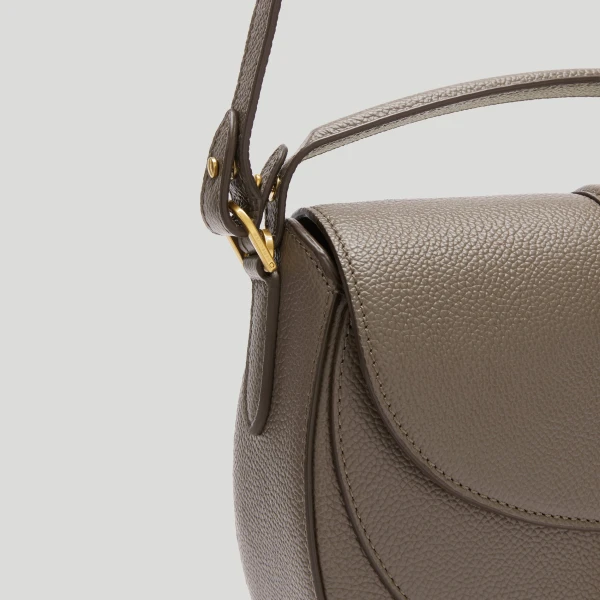 DeMellier The Siena Saddle in Dark Taupe Small Grain Crossbody Bag, view 4 | Shoulder & Crossbody Bags | Luxury Shoes 