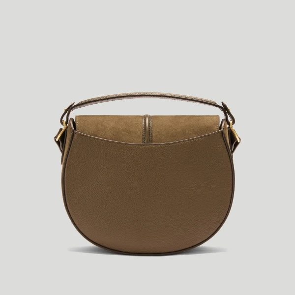 DeMellier The Siena Saddle in Tobacco Suede Crossbody Bag, view 6 | Shoulder & Crossbody Bags | Luxury Shoes 