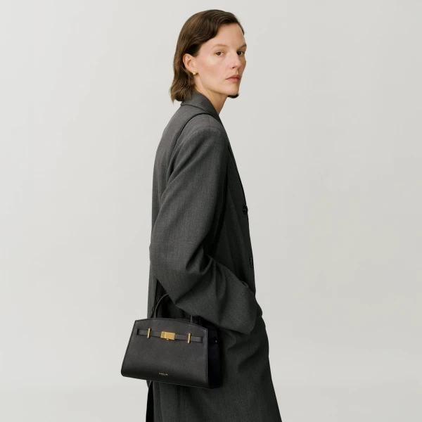 DeMellier The Small Hudson in Bordeaux Small Grain Crossbody Bag, view 6 | Shoulder & Crossbody Bags | Luxury Shoes 
