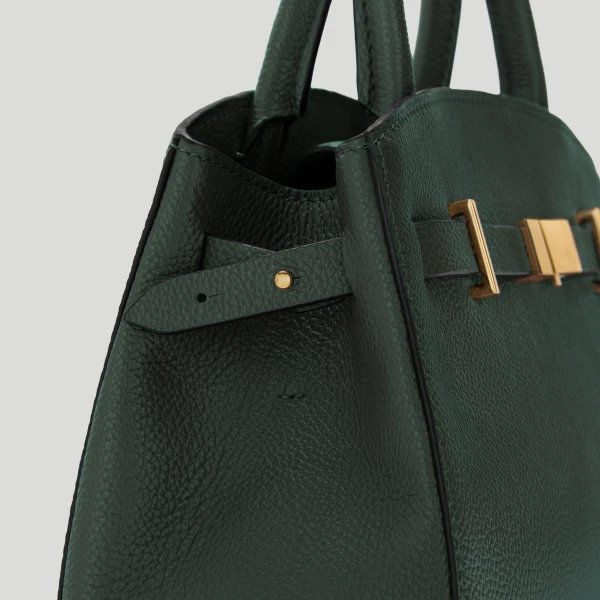 DeMellier The Small Hudson in Dark Green Small Grain Crossbody Bag, view 2 | Shoulder & Crossbody Bags | Luxury Shoes 