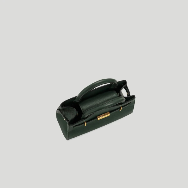 DeMellier The Small Hudson in Dark Green Small Grain Crossbody Bag, view 3 | Shoulder & Crossbody Bags | Luxury Shoes 