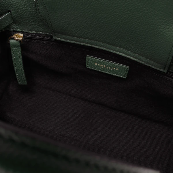 DeMellier The Small Hudson in Dark Green Small Grain Crossbody Bag, view 4 | Shoulder & Crossbody Bags | Luxury Shoes 