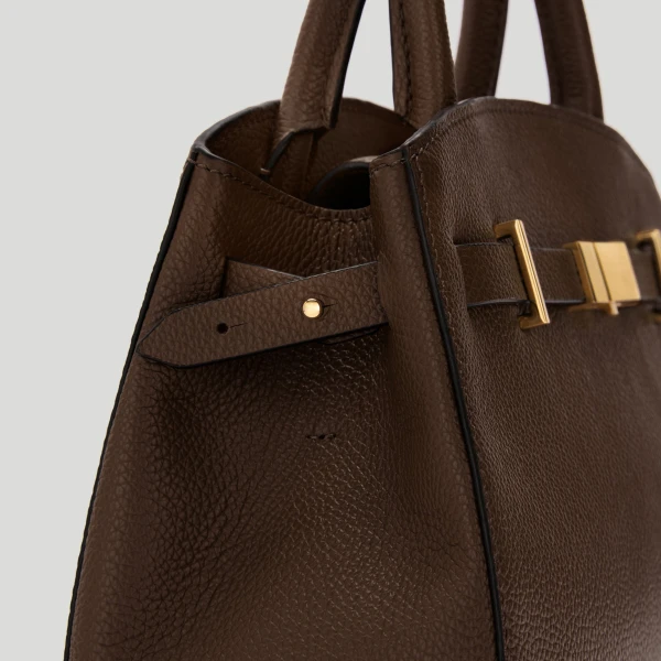 DeMellier The Small Hudson in Mocha Small Grain Crossbody Bag, view 2 | Shoulder & Crossbody Bags | Luxury Shoes 